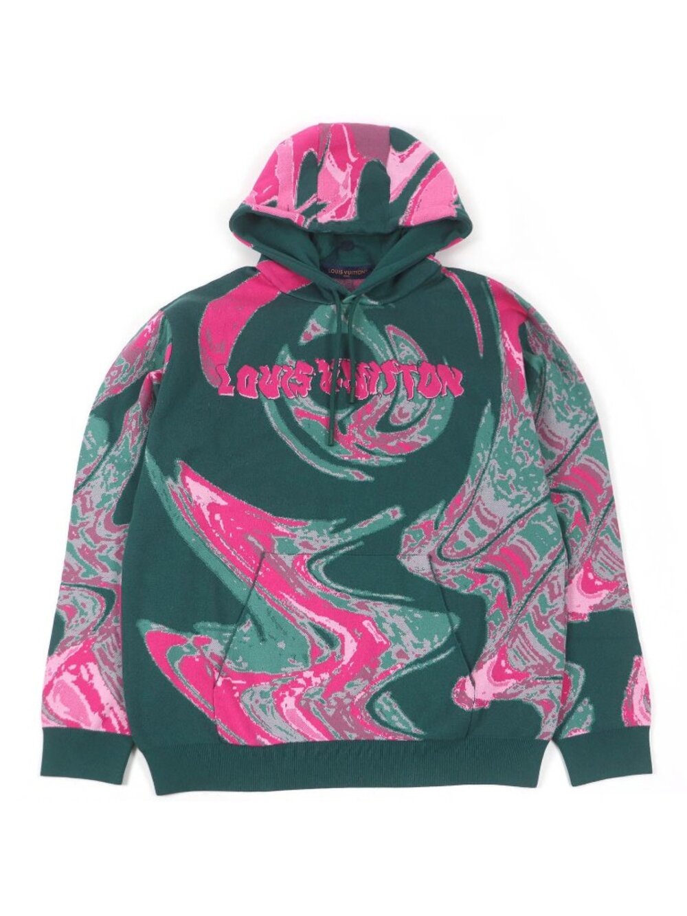Louis Vuitton Cotton Graphic Logo Pullover Hoodie Green XL